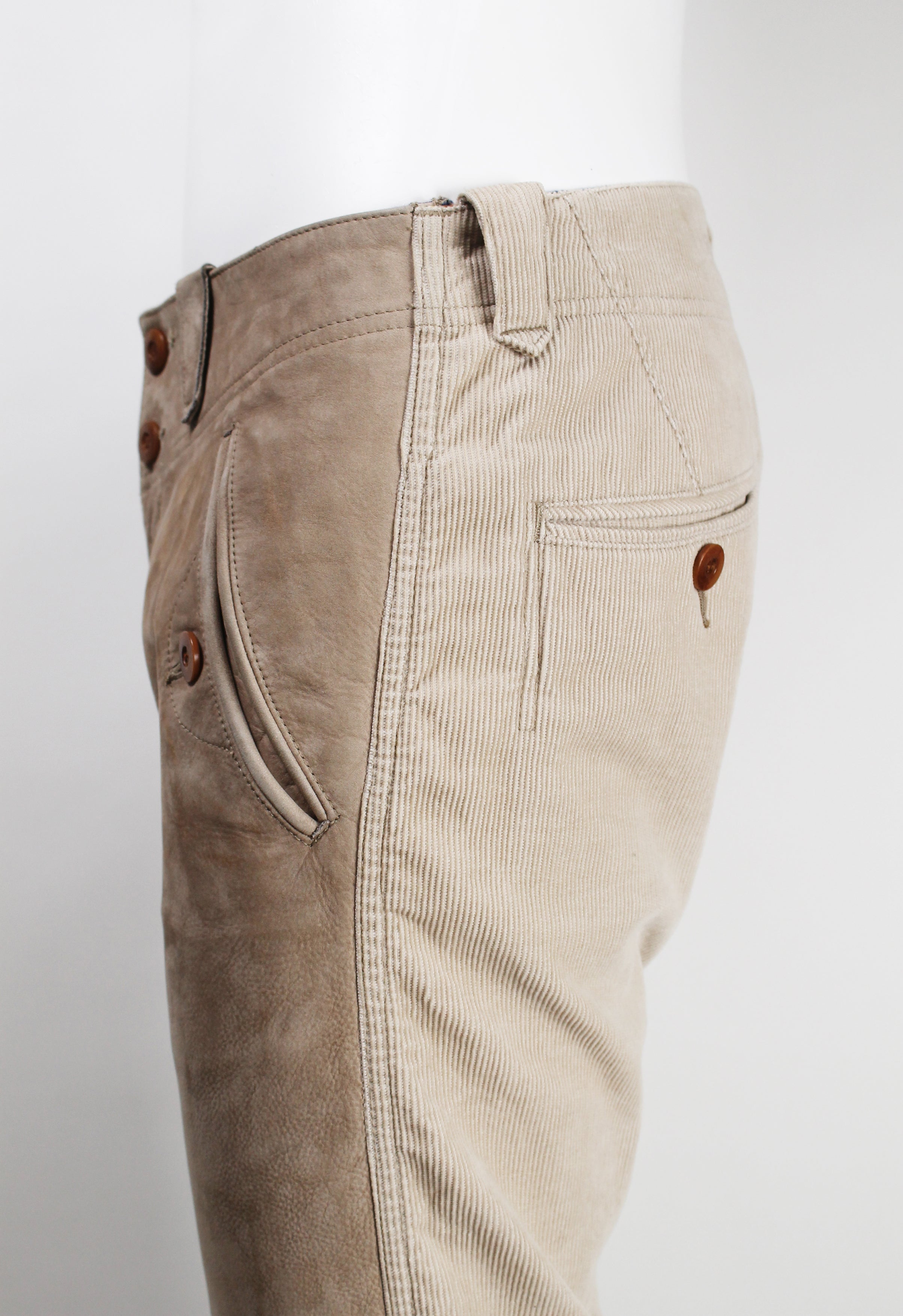 JUNYA WATANABE MAN FW 2011 WESTERN STYLE LEATHER AND CORDUROY TROUSERS
