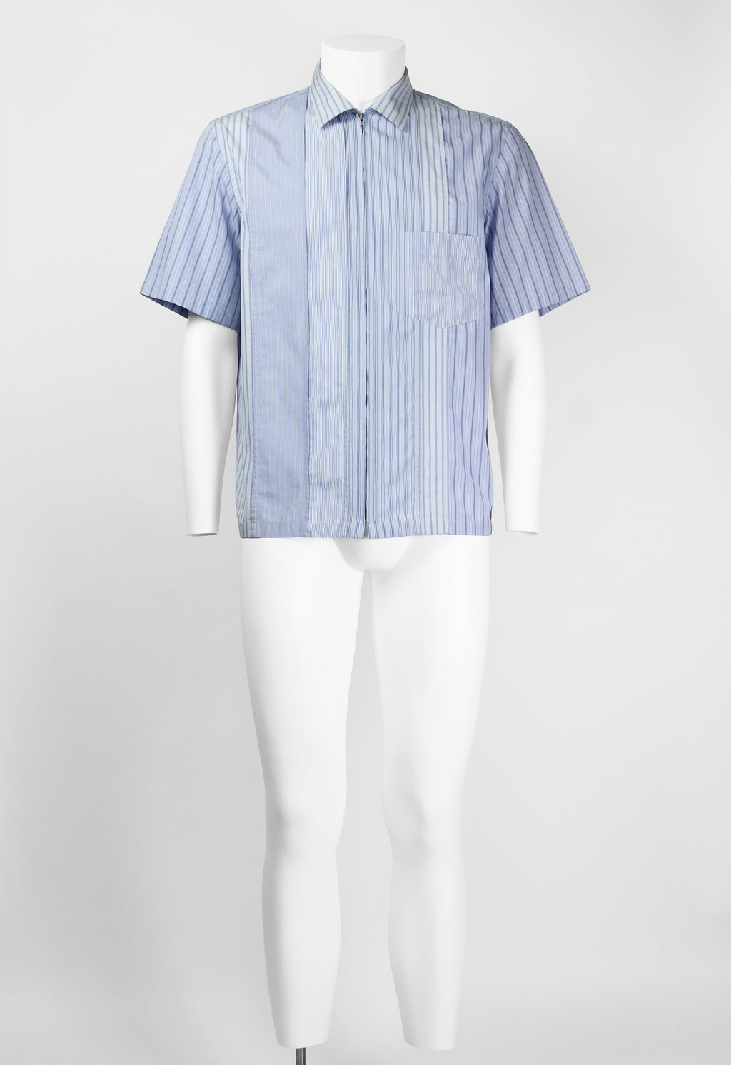JUNYA WATANABE MAN SS 2003 STRIPED ZIP UP TROPICAL PRINT SHIRT