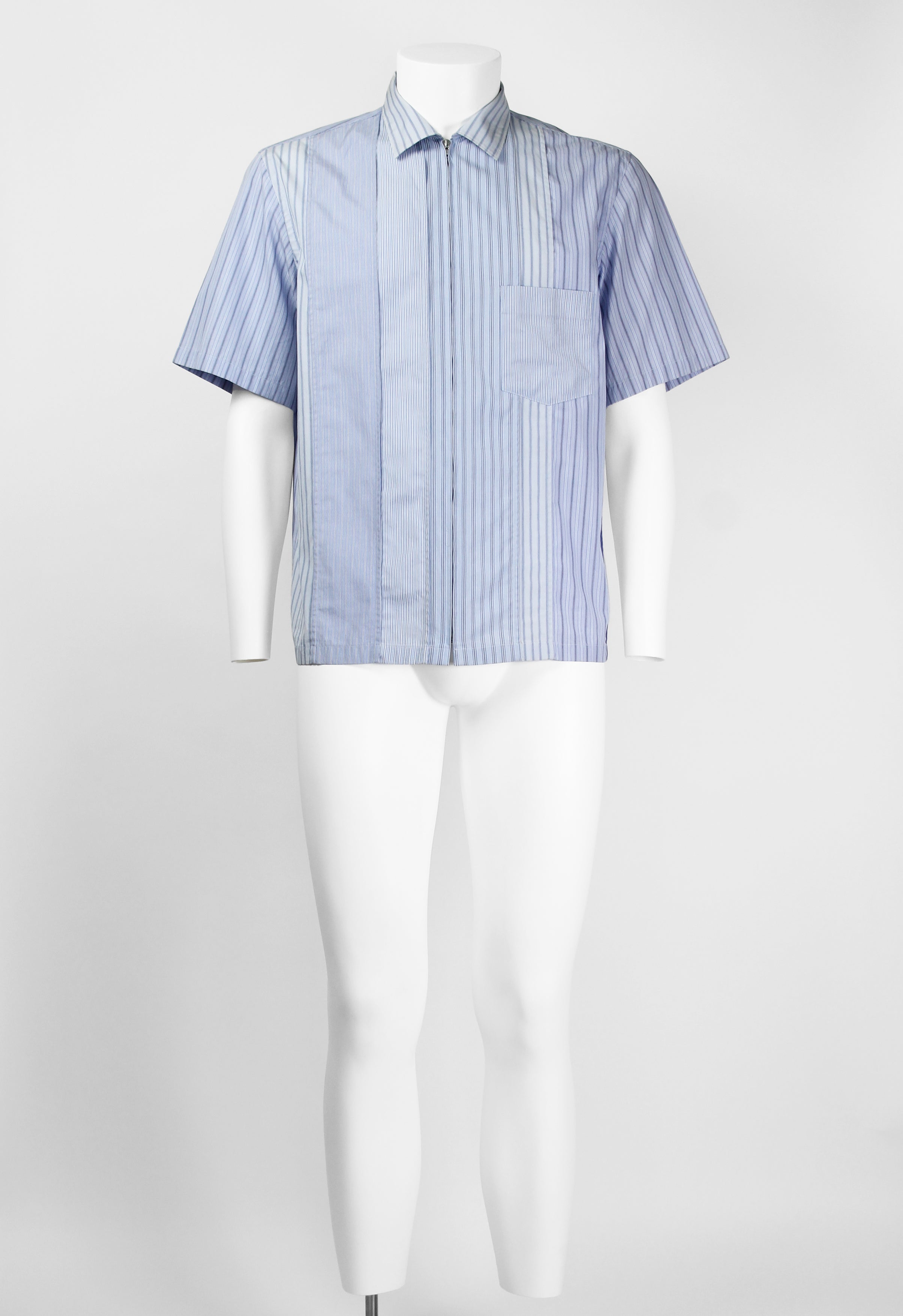 JUNYA WATANABE MAN SS 2003 STRIPED ZIP UP TROPICAL PRINT SHIRT