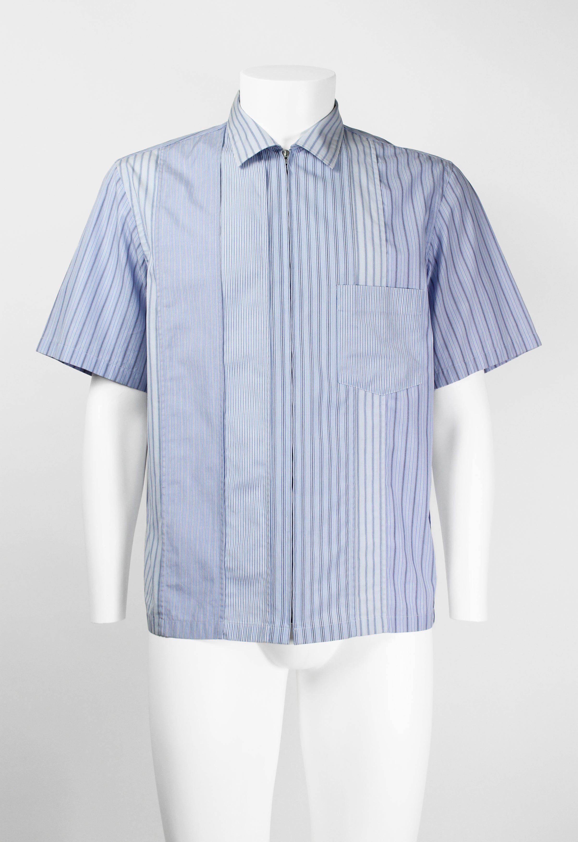 JUNYA WATANABE MAN SS 2003 STRIPED ZIP UP TROPICAL PRINT SHIRT