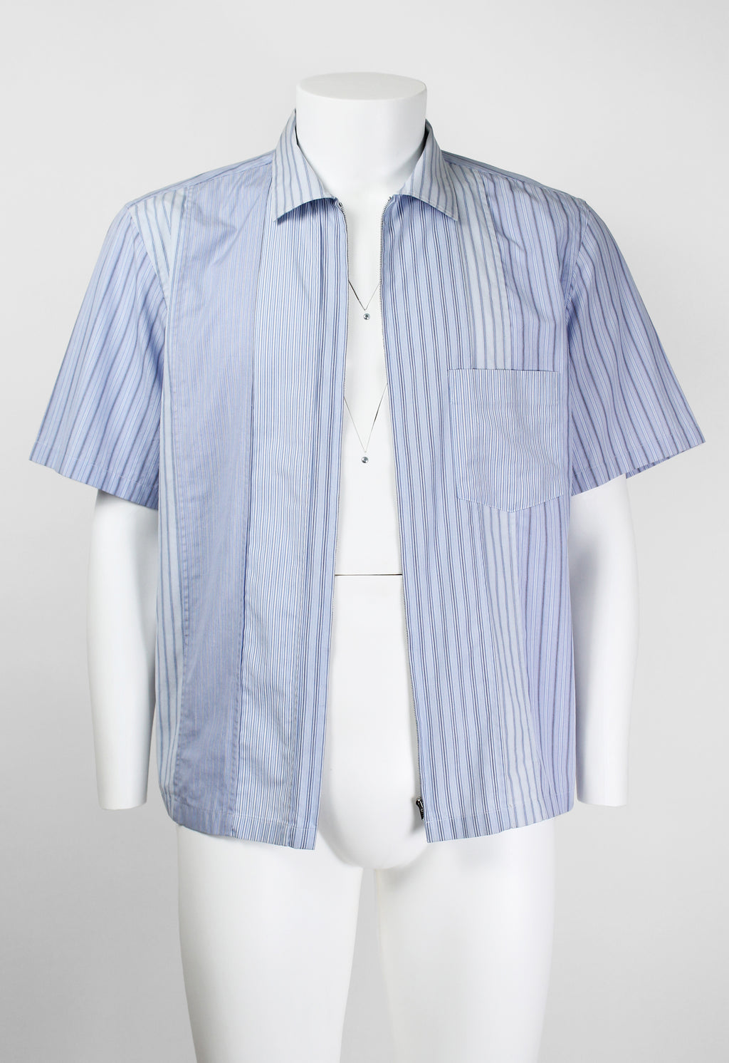 JUNYA WATANABE MAN SS 2003 STRIPED ZIP-UP TROPICAL PRINT SHIRT