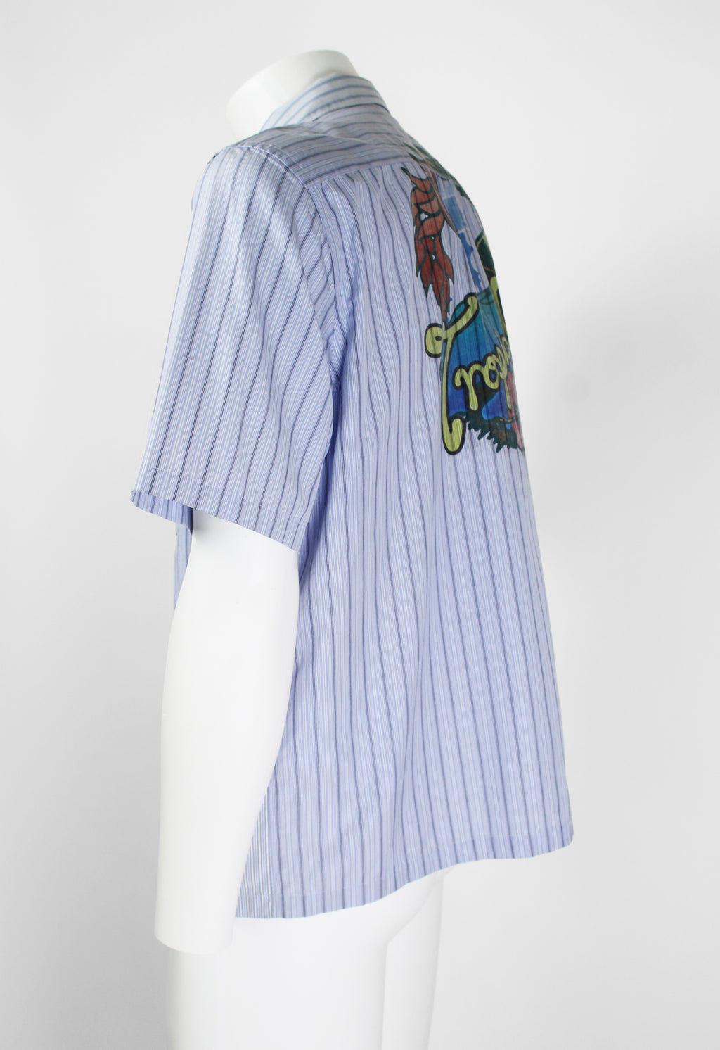 JUNYA WATANABE MAN SS 2003 STRIPED ZIP UP TROPICAL PRINT SHIRT