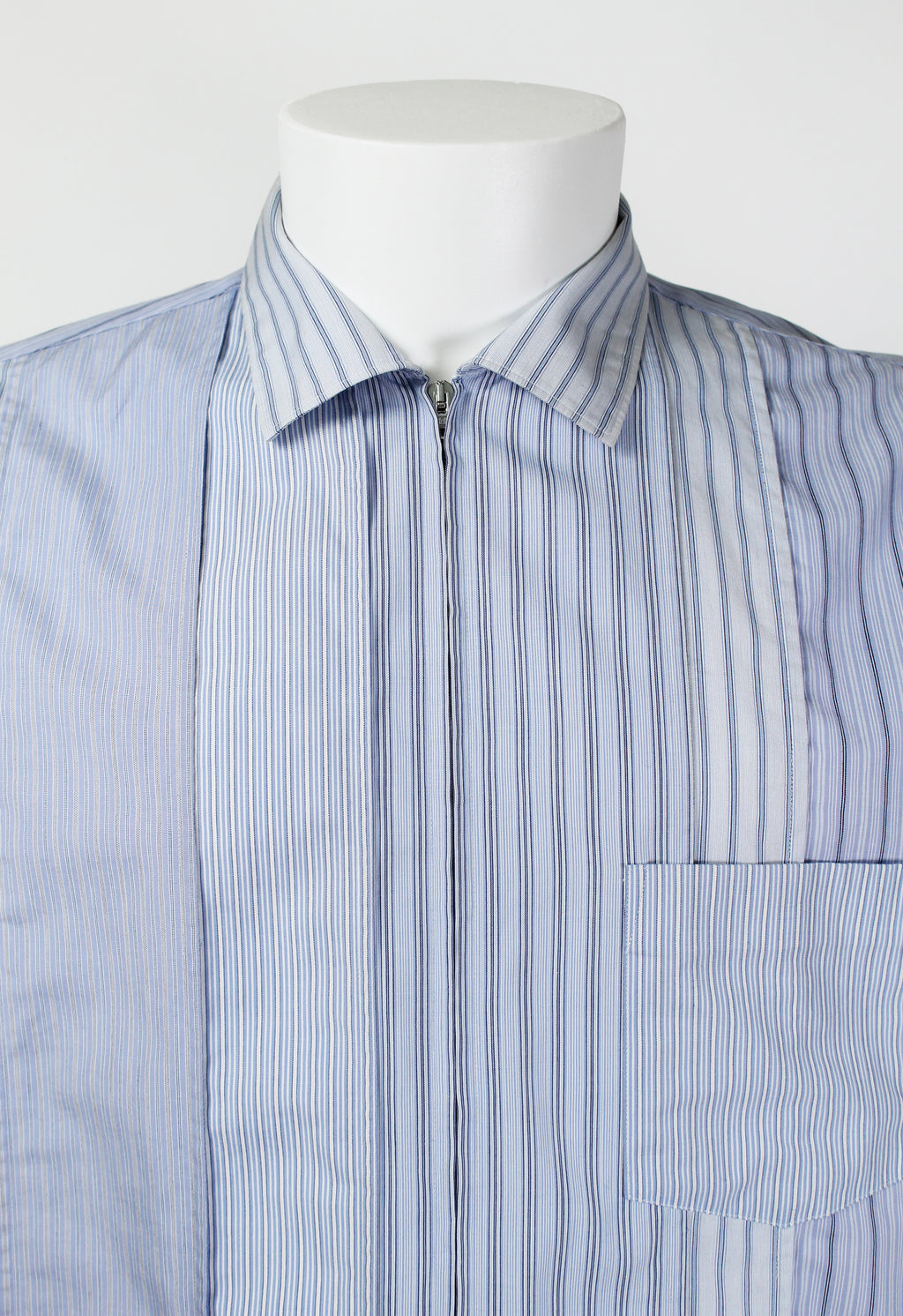 JUNYA WATANABE MAN SS 2003 STRIPED ZIP-UP TROPICAL PRINT SHIRT