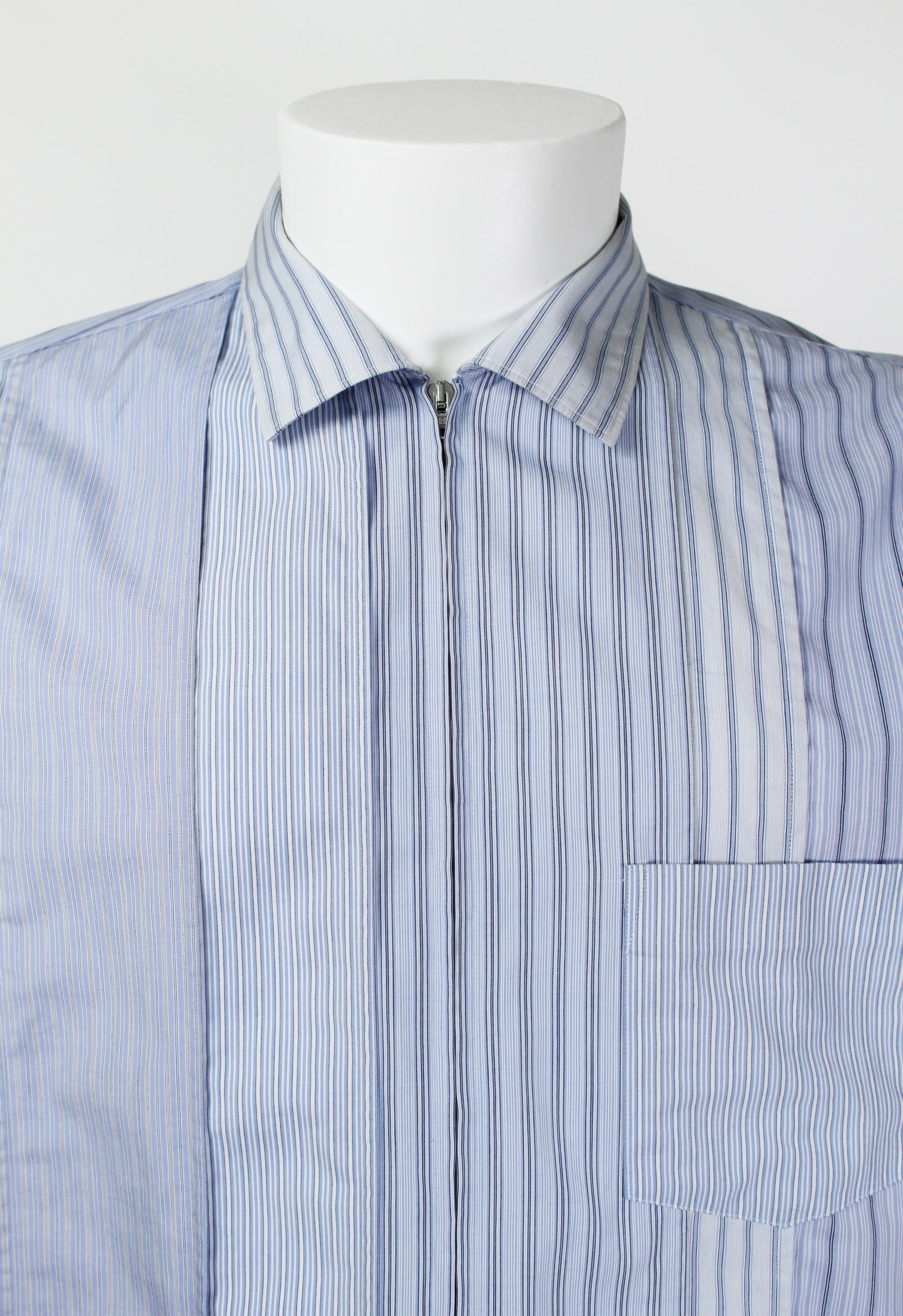 JUNYA WATANABE MAN SS 2003 STRIPED ZIP-UP TROPICAL PRINT SHIRT