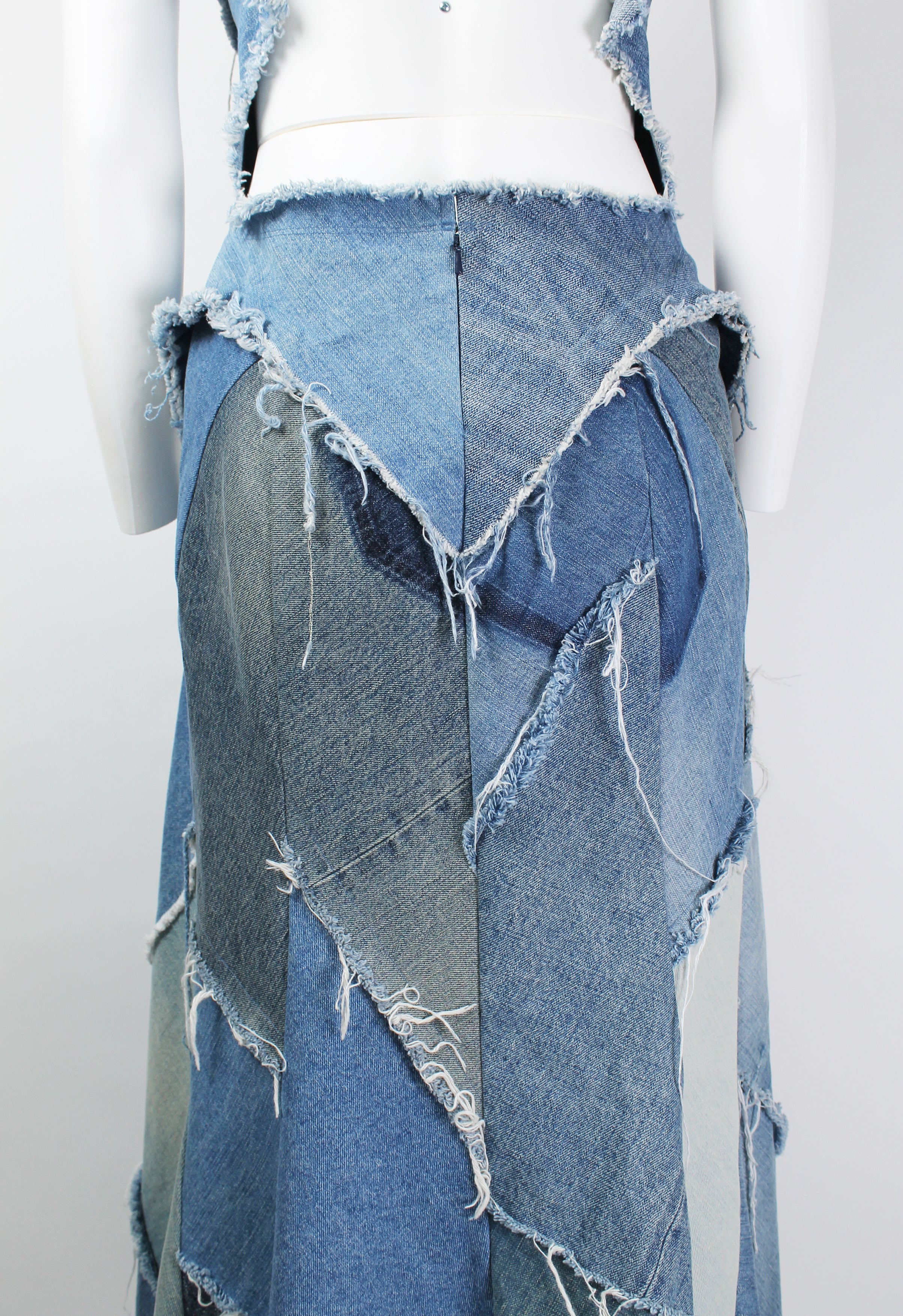 JUNYA WATANABE SS 2019 DENIM RECONSTRUCTED PATCHWORK DRESS