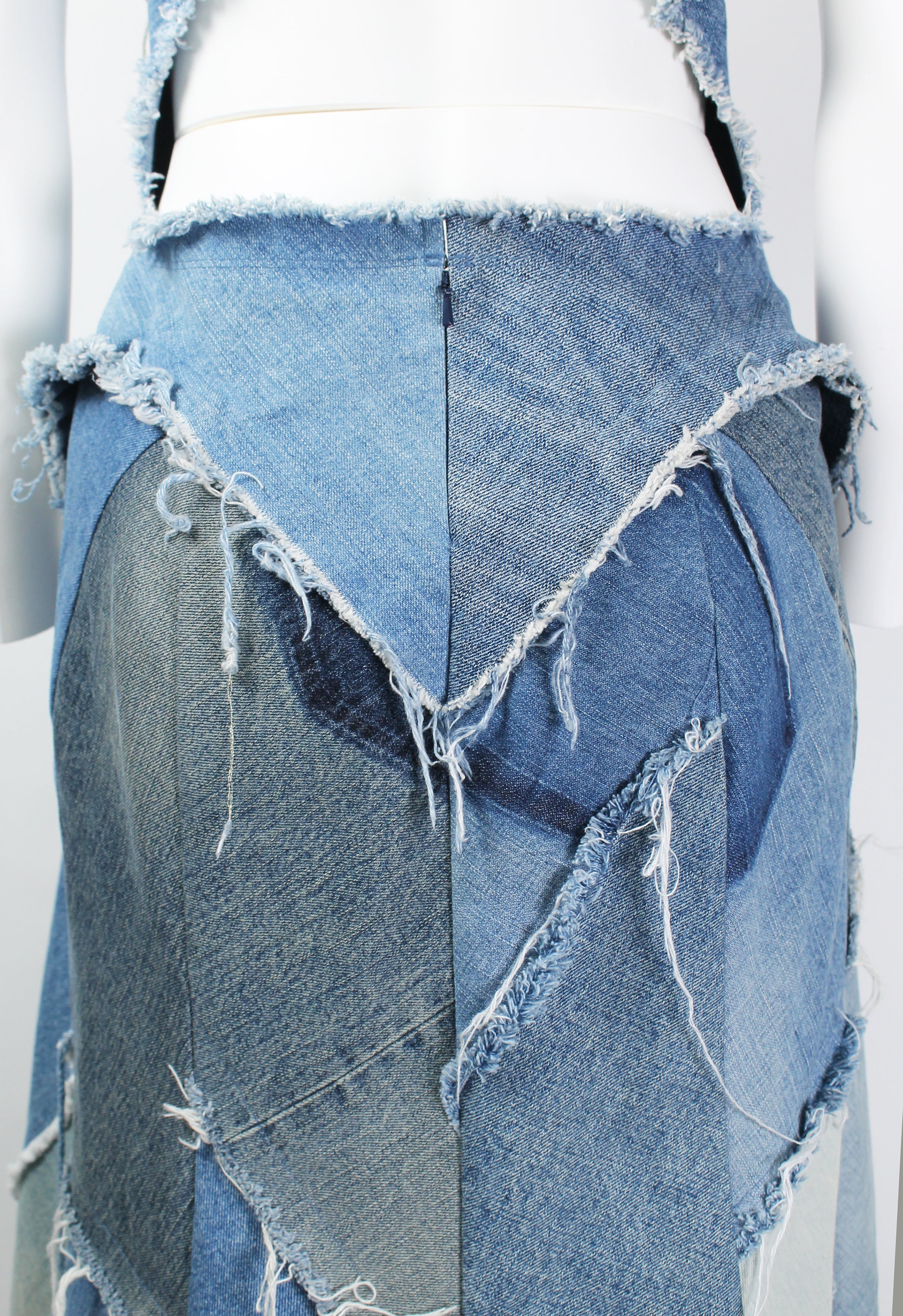 JUNYA WATANABE SS 2019 DENIM RECONSTRUCTED PATCHWORK DRESS