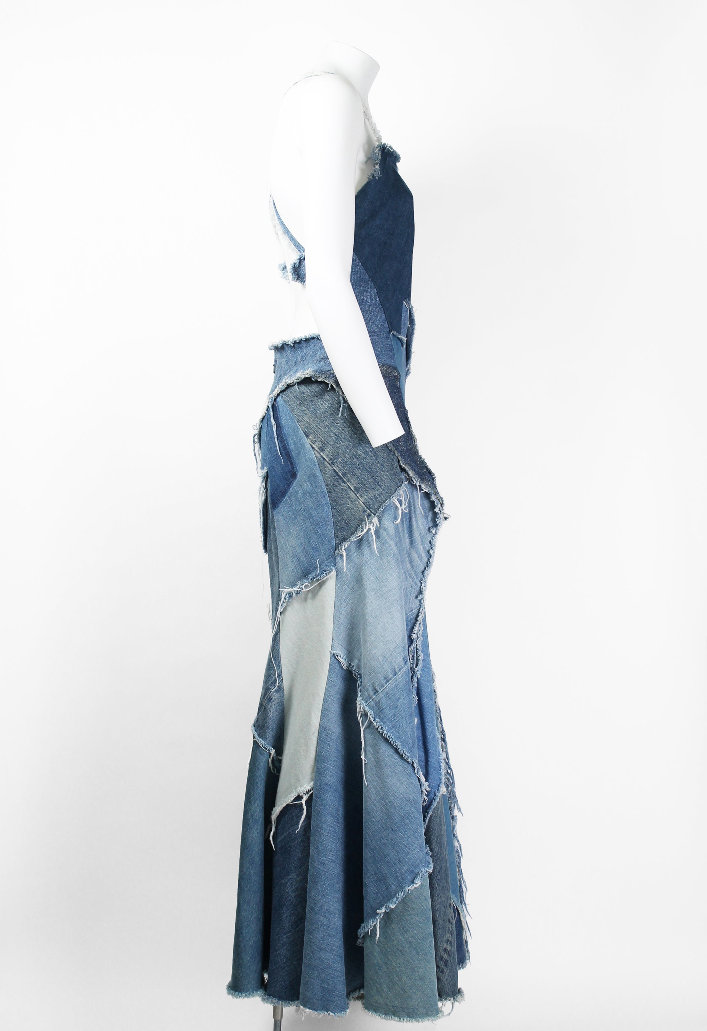 JUNYA WATANABE SS 2019 DENIM RECONSTRUCTED PATCHWORK DRESS