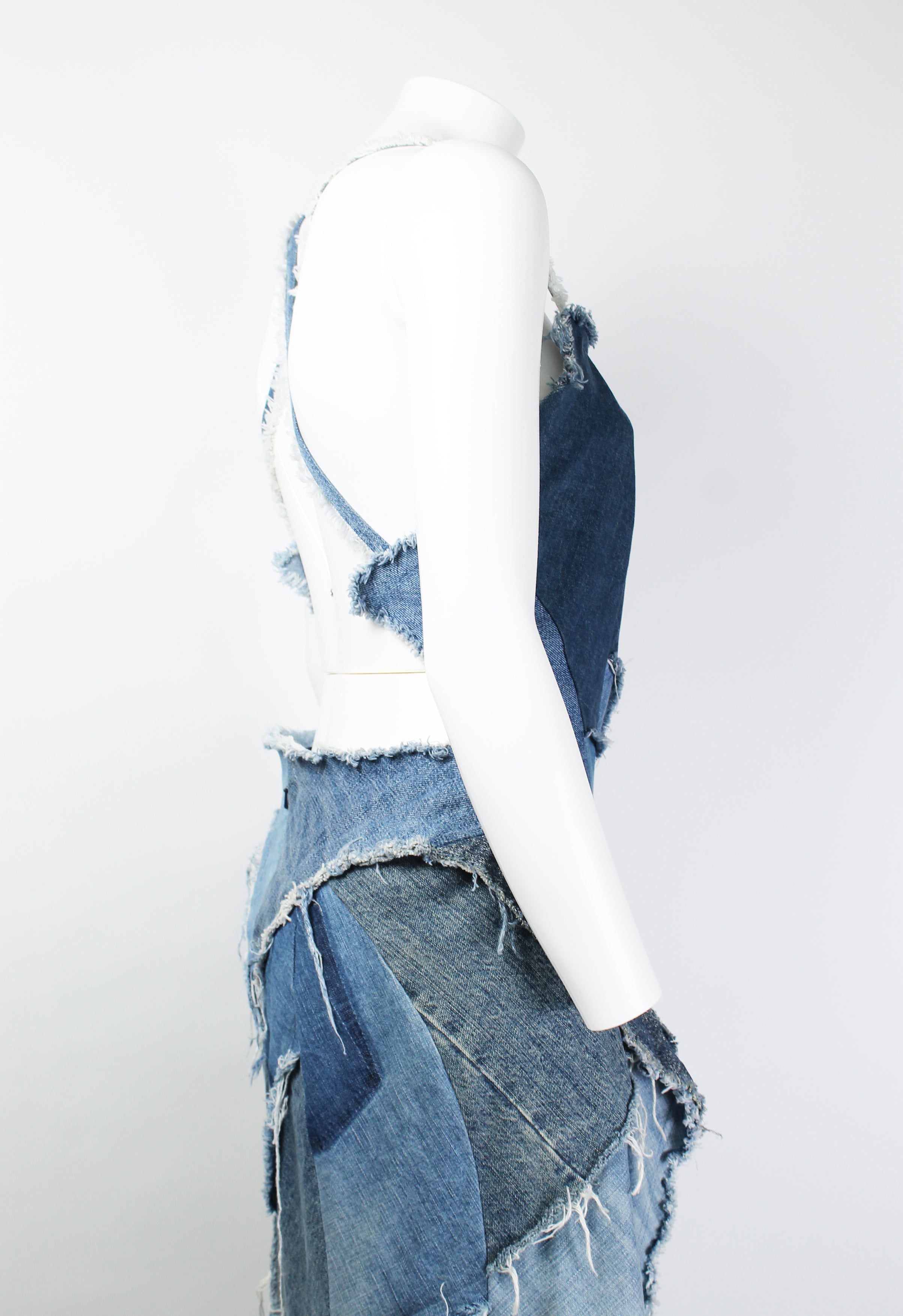 JUNYA WATANABE SS 2019 DENIM RECONSTRUCTED PATCHWORK DRESS