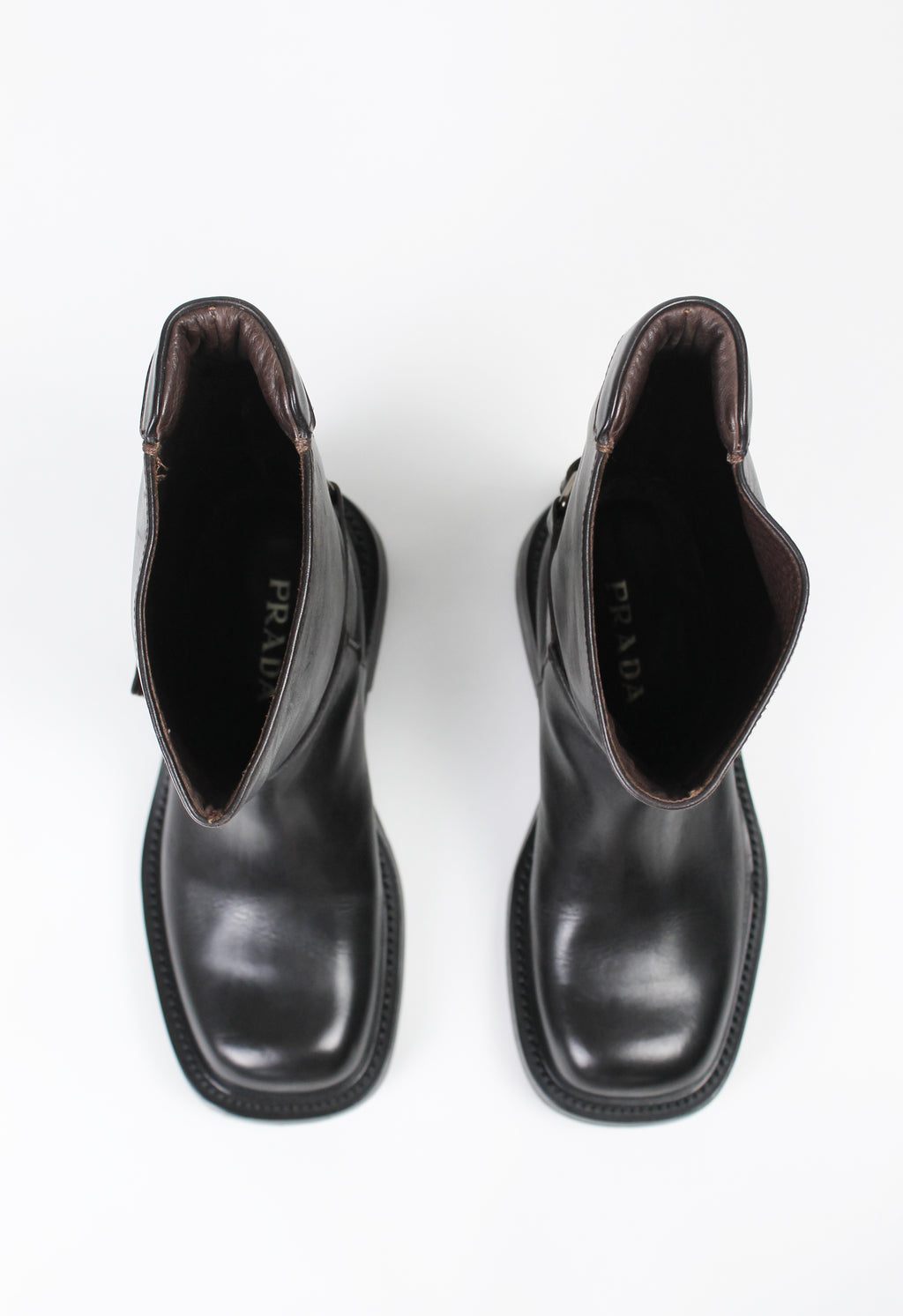PRADA FW 1999 SQUARE TOE CALF LENGTH BOOTS