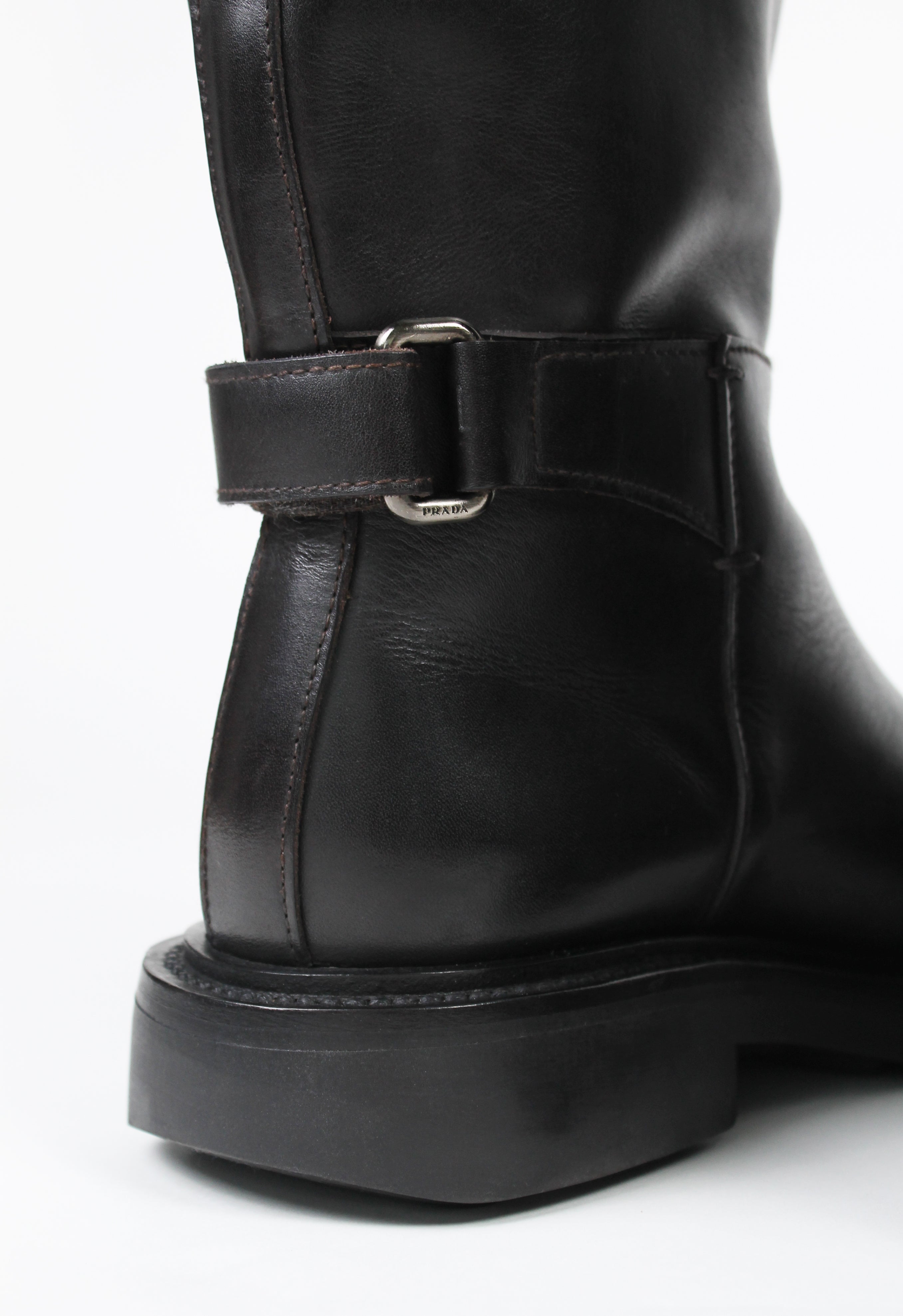PRADA FW 1999 SQUARE TOE CALF LENGTH BOOTS