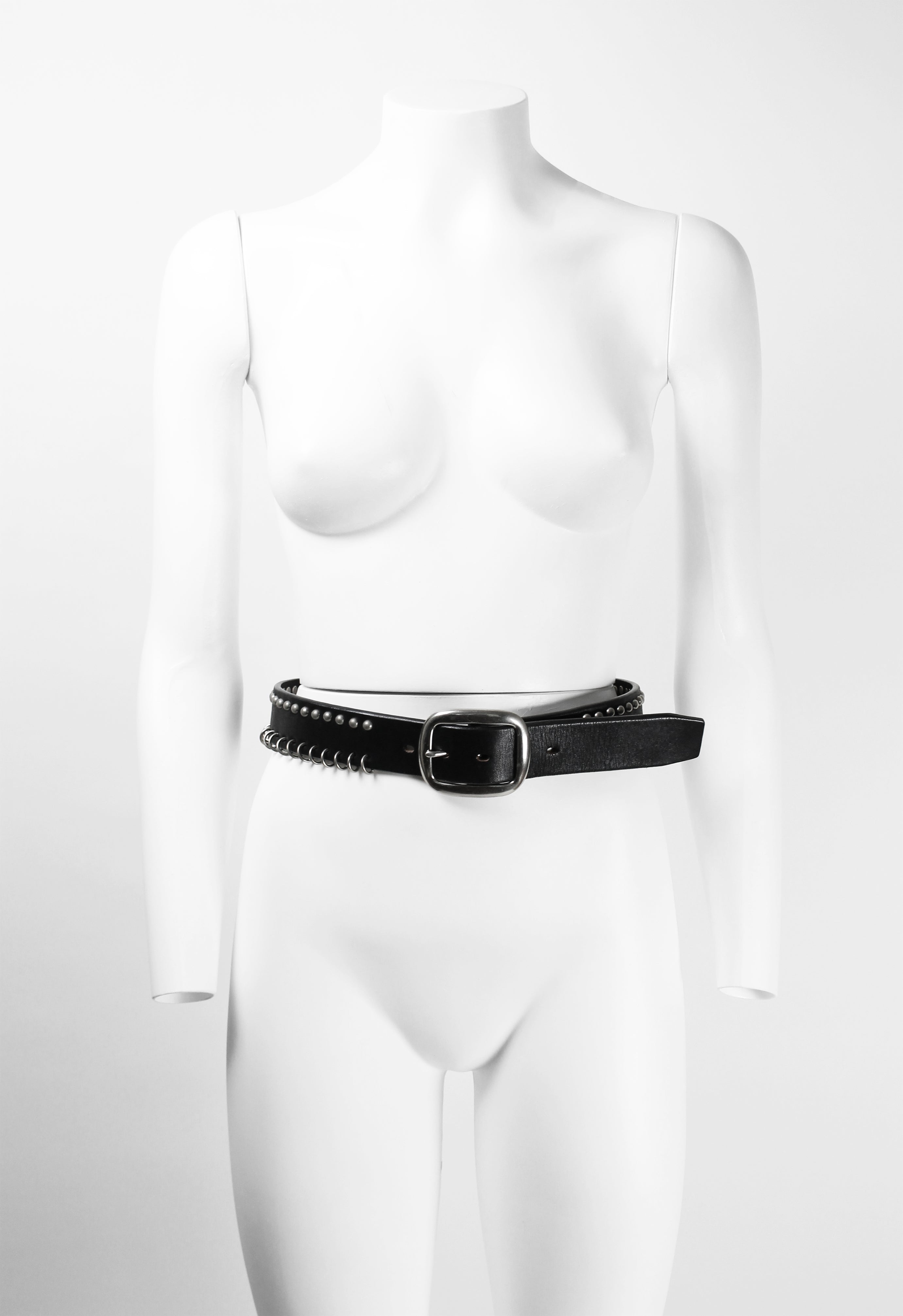 YOHJI YAMAMOTO FW 2004 METAL STUDDED AND PIERCED BELT