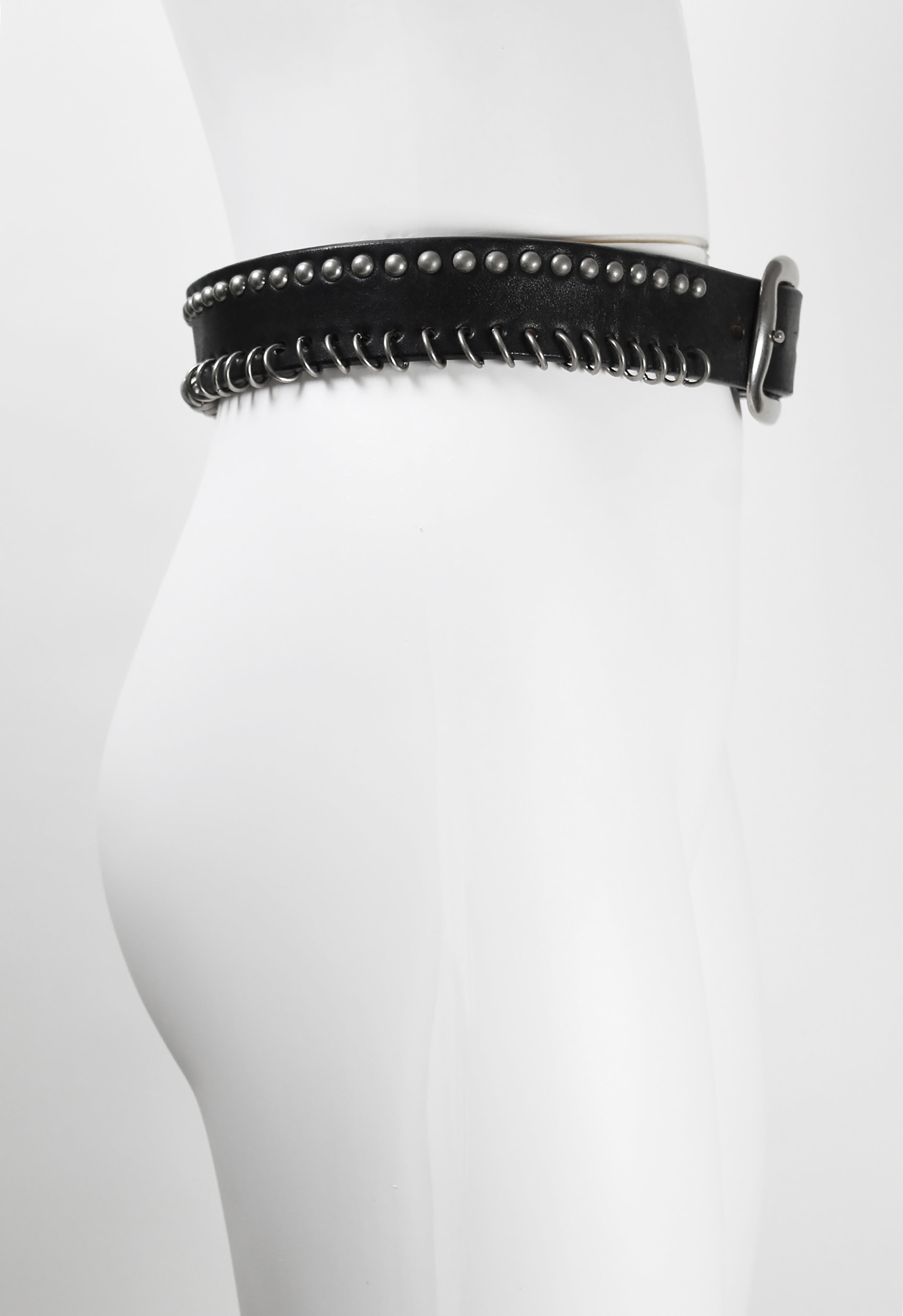 YOHJI YAMAMOTO FW 2004 METAL STUDDED AND PIERCED BELT