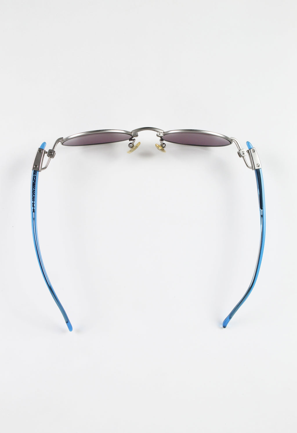 YOHJI YAMAMOTO 1990'S MATTE SILVER AND BLUE ACETATE SUNGLASSES