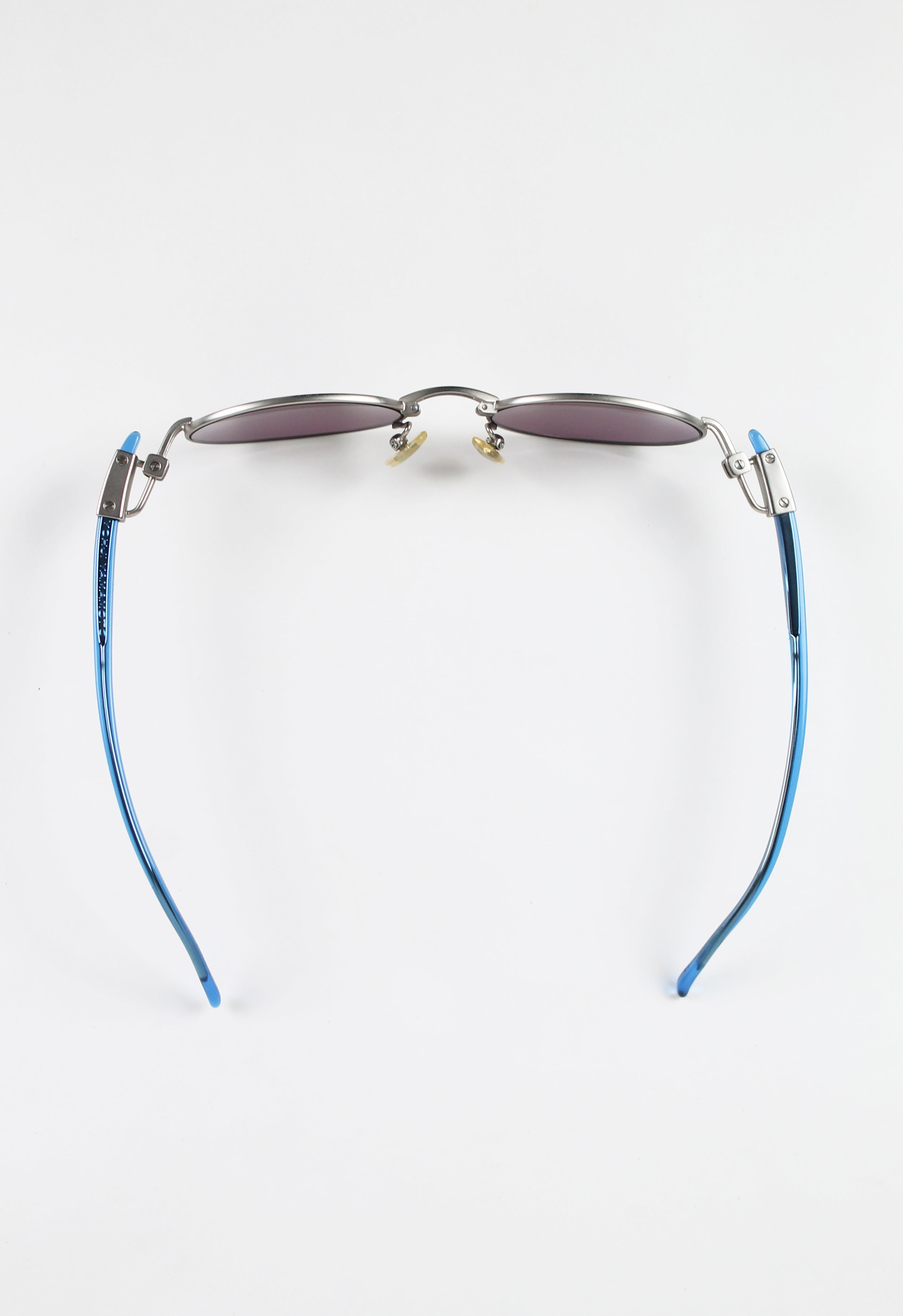 YOHJI YAMAMOTO 1990'S MATTE SILVER AND BLUE ACETATE SUNGLASSES