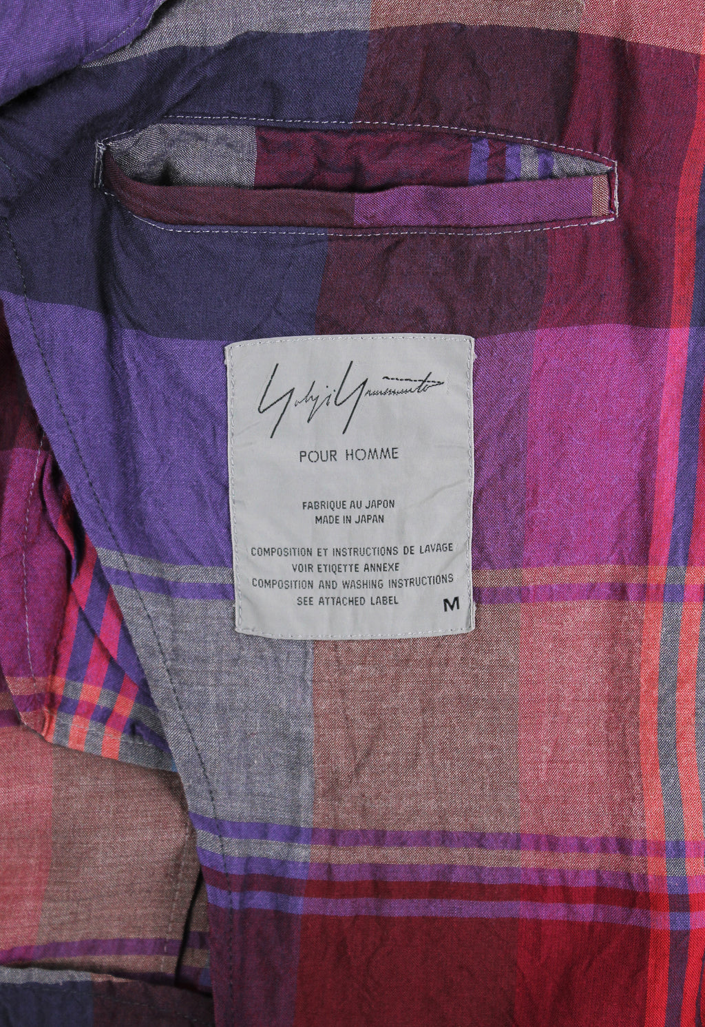 YOHJI YAMAMOTO POUR HOMME SS 1996 CHECKED RAYON JACKET