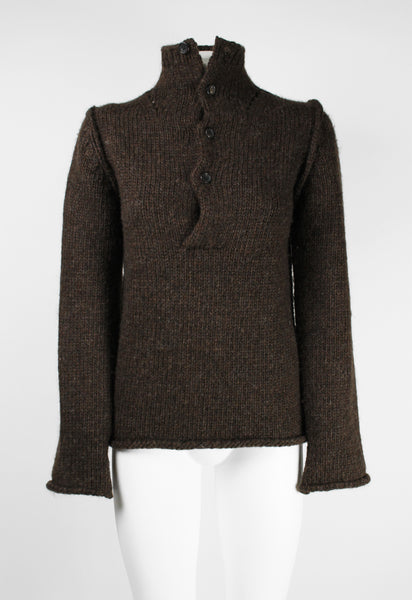 YOHJI YAMAMOTO Y'S FW 2002 BUTTON UP COLLAR WOOL KNIT JUMPER